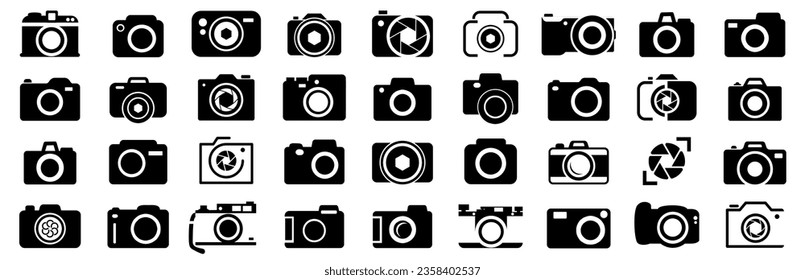 Photo camera icon collection. Set of black photo camera icons. Simple photo camera sign collection. Camera logo set