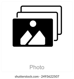 Concepto de icono de foto y cámara