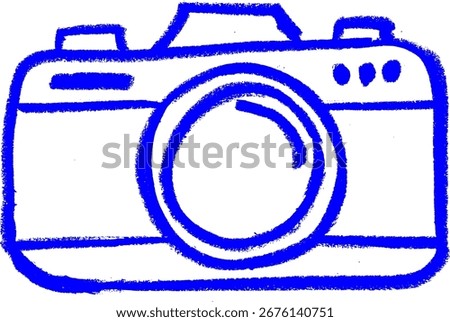 Photo Camera Icon Crayon Chalk Drawing Doodle Vector