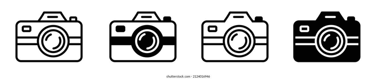 Photo camera icon in different style Vector ,Digital Camera outline and icon set 