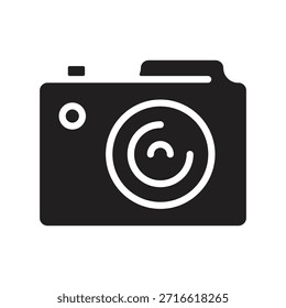 Icono de cámara fotográfica. Foto cámara signo negro, símbolo. Fotografía y concepto de Fotografía. Trazo editable. Diseño de elemento plano. Ilustración vectorial.