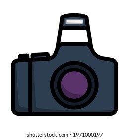 Photo Camera Icon. Editable Bold Outline With Color Fill Design. Vector Illustration.