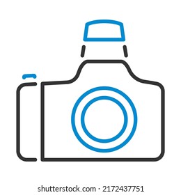 Fotokamera-Symbol. Bearbeitbare, fette Rahmenlinie mit Farbfülldesign. Vektorgrafik.