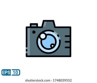 photo camera icon in filled line style on white background. EPS 10