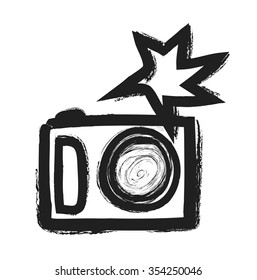 photo camera icon and flash light, vector illustration
