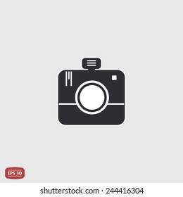Photo camera icon. Flat design style. Made vector illustration