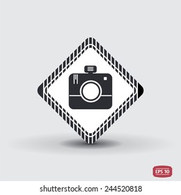 Photo camera icon. Flat design style. Made vector illustration