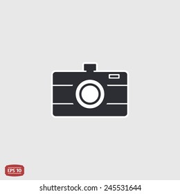 Photo camera icon. Flat design style. Made vector illustration
