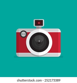 Photo camera icon. Flat design vector illustration.