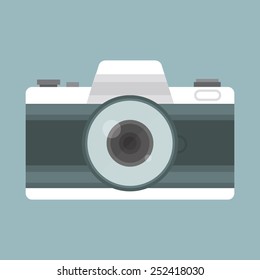 Photo camera icon, Flat design, vector illustration.