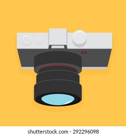 Photo camera icon. Flat design vector illustration.