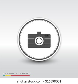 Photo camera icon. Flat design style. Made vector illustration. Emblem or label with shadow.