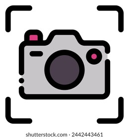 photo camera icon in flat line style