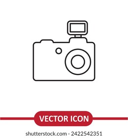 Icono de la cámara fotográfica ilustración simple plana de línea sobre fondo blanco..eps