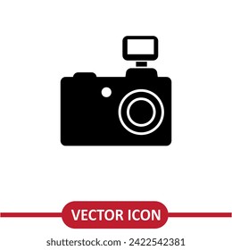 Photo camera icon flat simple illustration on white background..eps