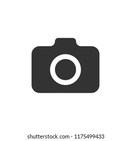 Photo camera icon in flat style. Photographer cam equipment vector illustration on white isolated background. Camera business concept.