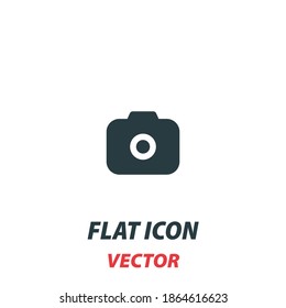 photo camera icon in a flat style. Vector illustration pictogram on white background. Isolated symbol suitable for mobile concept, web apps, infographics, interface and apps design.