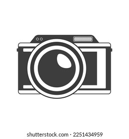 Photo camera icon in flat style design.