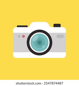 Photo camera icon in flat style. Photography equipment vector illustration on isolated background. Professional photographic sign business concept.