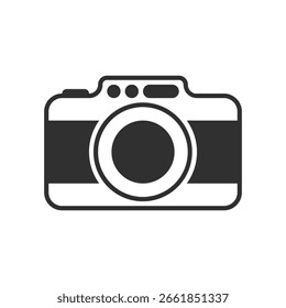 Icono de la cámara fotográfica en diseño de estilo plano.