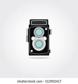 Photo camera icon in flat style. Vector Illustration