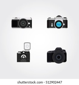 Photo camera icon in flat style. Vector Illustration
