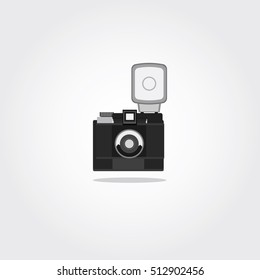 Photo camera icon in flat style. Vector Illustration