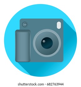 Photo camera. Icon in flat style. Camera done in retro style