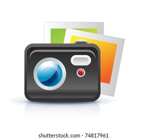 photo camera icon with photo frames