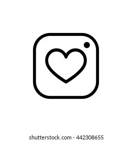 Photo camera icon with heart, Hipster photo vector icon