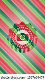 photo camera icon inside christmas colors style emblem.