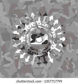 photo camera icon inside grey camouflage texture