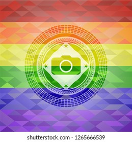 photo camera icon inside lgbt colors emblem 