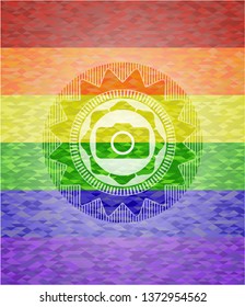photo camera icon inside lgbt colors emblem 