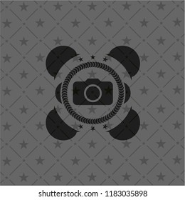 photo camera icon inside retro style black emblem
