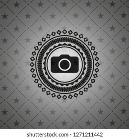 photo camera icon inside retro style black emblem