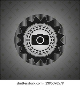 photo camera icon inside retro style black emblem