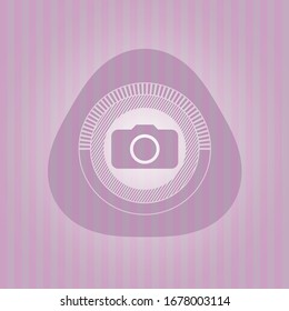Fotokamerasymbol im Retrostil, rosa Emblem