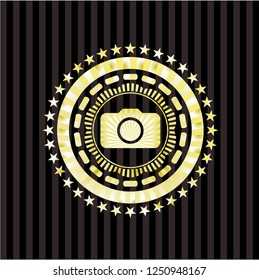 photo camera icon inside shiny emblem