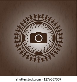 photo camera icon inside wood signboards