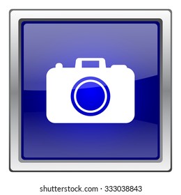 Photo camera icon. Internet button on white background. EPS10 vector.