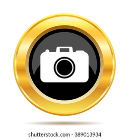 Photo camera icon. Internet button on white background. EPS10 vector.