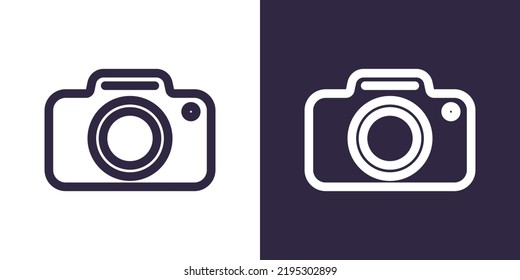 Photo camera icon. Isolated black and white vector illustration for your design