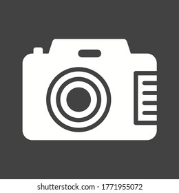 Photo camera icon isolated on gray background. Foto camera icon. white camera button. Vector Illustration