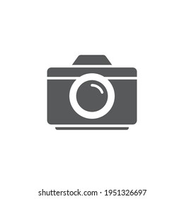 Photo camera icon isolated on color background. Foto camera icon. Vintage style drawing. Vector Illustration