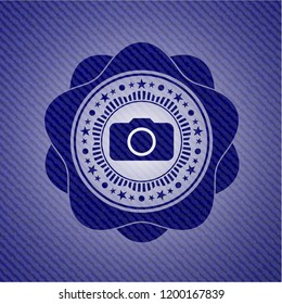 photo camera icon with jean texture