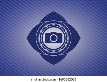 photo camera icon with jean texture