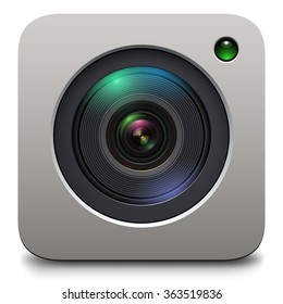 Photo camera icon, lens vector design.