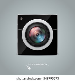 Photo camera icon. Camera photo lens. Vector illustration.