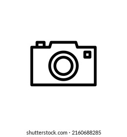 Photo Camera Icon. Line Art Style Design Isolated On White Background
